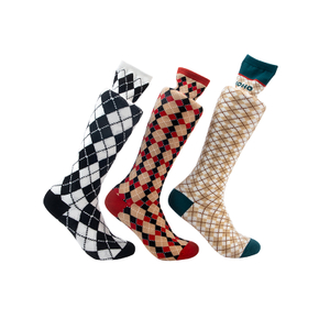 Men's Diamond pattern casual Over-The-Calf Athletic knee high Socks